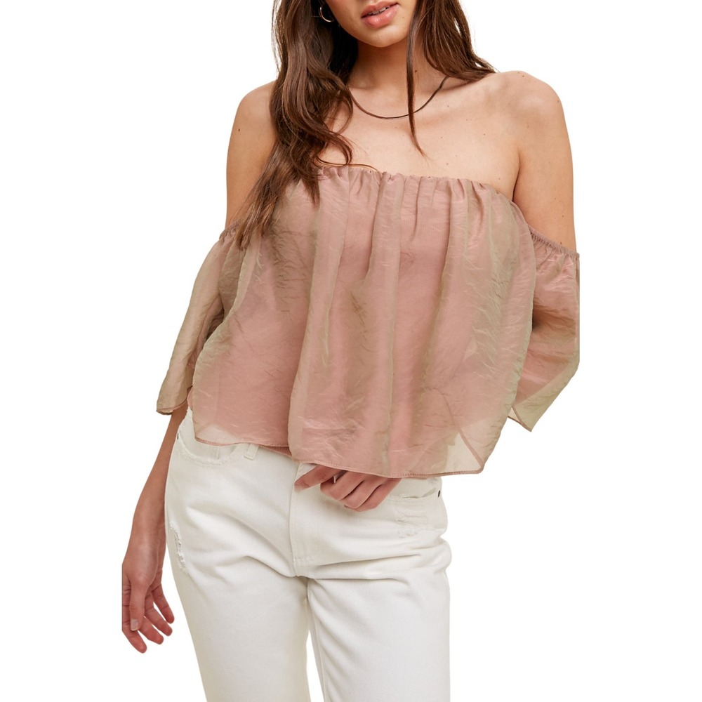 Wishlist Apparel Iridescent Mauve Off The Shoulder Top